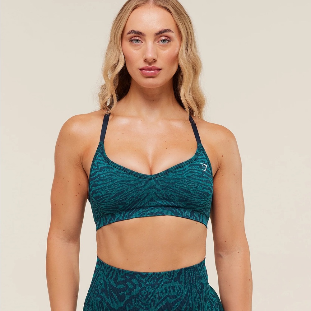 Gymshark Adapt Animal Seamless Sports Bra - Navy/Brand Blue